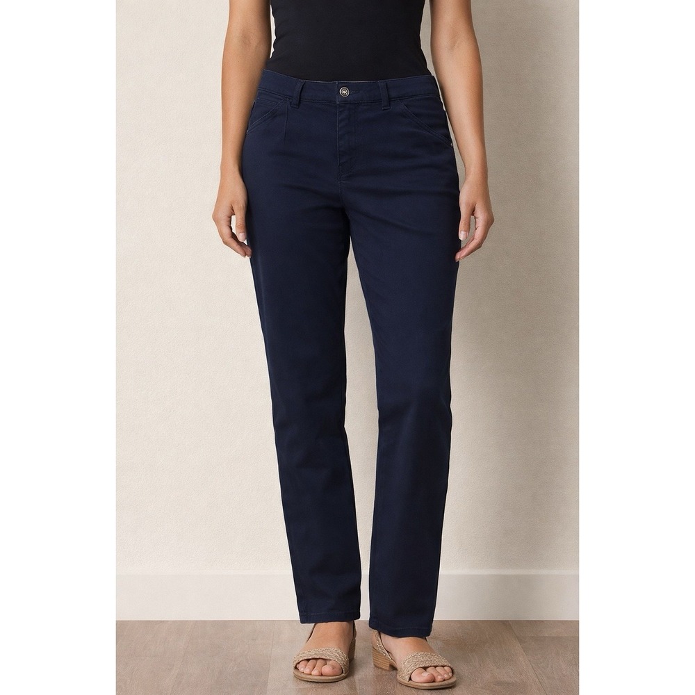 Democracy Ab Solution Straight Leg Pants Women's Size 16W Navy Blue Straight Mid